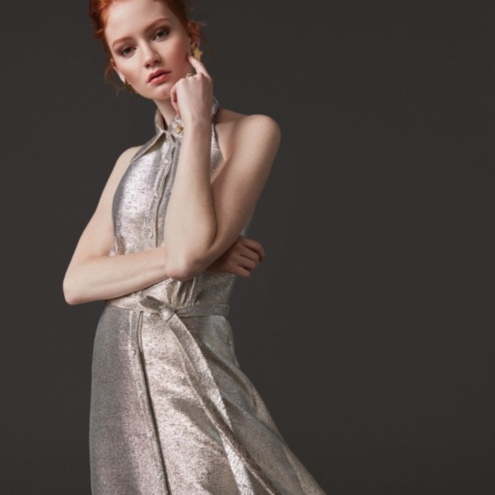 THEIA GOLD MAXI DRESS GOWN
